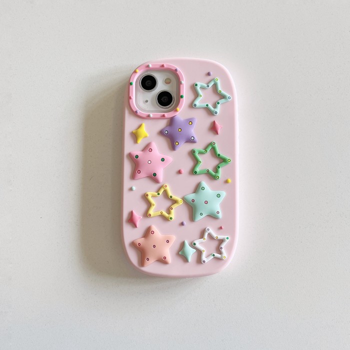 Silicone Colorful Stars Simple Suitable for iPhone16pro Mobile Phone Protective Case Simple Soft Shell Suitable for Apple 15pro Mobile Phone Protective Case