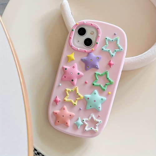 Silicone Colorful Stars Simple Suitable for iPhone16pro Mobile Phone Protective Case Simple Soft Shell Suitable for Apple 15pro Mobile Phone Protective Case