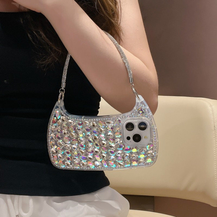 New Fashionable and Luxurious High-end Glittering Handbag-shaped Mobile Phone Case for iPhone 11 12 13 14 15 16 Pro Max Plus Full Protection Anti-fall Mobile Phone Protective Case
