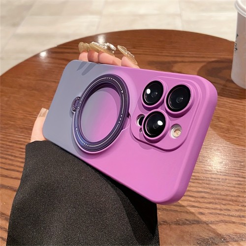 Gradient Magnetic Rotation Holder Phone Case For IPhone 15 14 13 12 11 Pro Max Plus Soft Liquid Silicone Cover Camera Protection