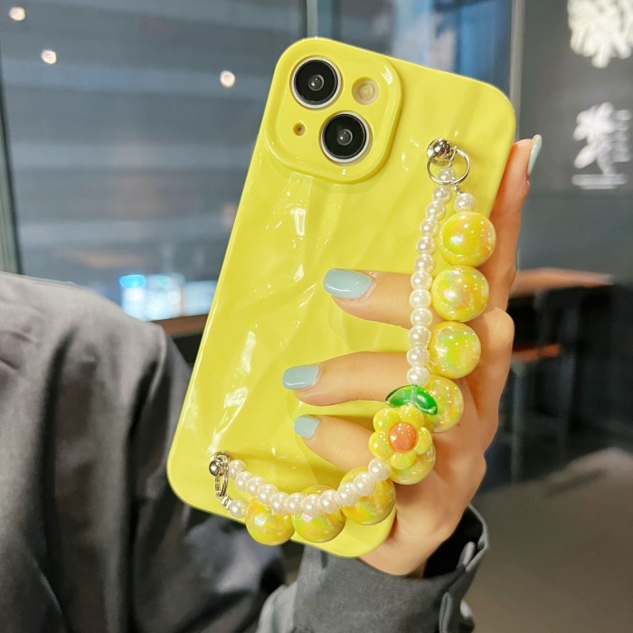 Candy Colored Floral Bracelet Phone Case, Available in a Variety of Sweet Colors, for Iphone 7\u002F8\u002FX\u002F11\u002F12\u002F13\u002F14\u002F15 Series