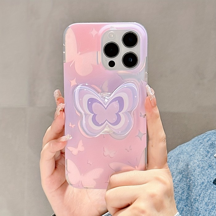 Butterfly Stand Suitable For Apple All-inclusive Protection Case Creative Niche Personality For Apple IPhone 14 13 12 11 Plus Pro Max.