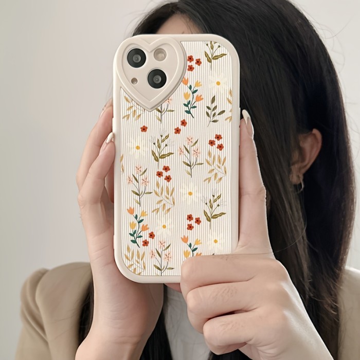Love Heart Vertical Pattern Painted Flowers Phone Case For IPhone 14\u002F13PROMAX\u002F12Pro\u002Fsoft Case 11\u002Fxr\u002Fxsnax\u002Fxs\u002F7\u002F8plus