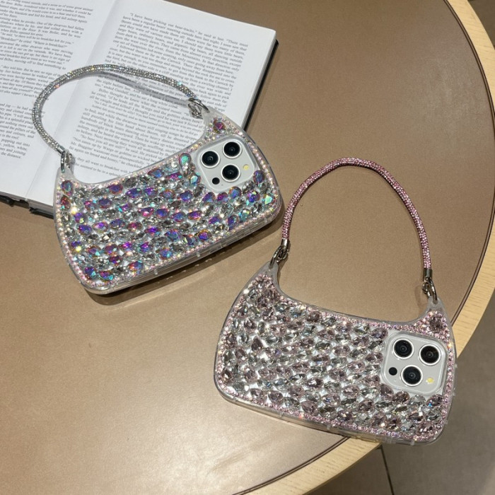 New Fashionable and Luxurious High-end Glittering Handbag-shaped Mobile Phone Case for iPhone 11 12 13 14 15 16 Pro Max Plus Full Protection Anti-fall Mobile Phone Protective Case