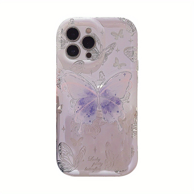 Delicate Watercolor Butterfly Airbag Bracket Transparent Mobile Phone Case Suitable for Apple 15\u002F14\u002F13\u002F12\u002F11\u002FX Series, for Return School
