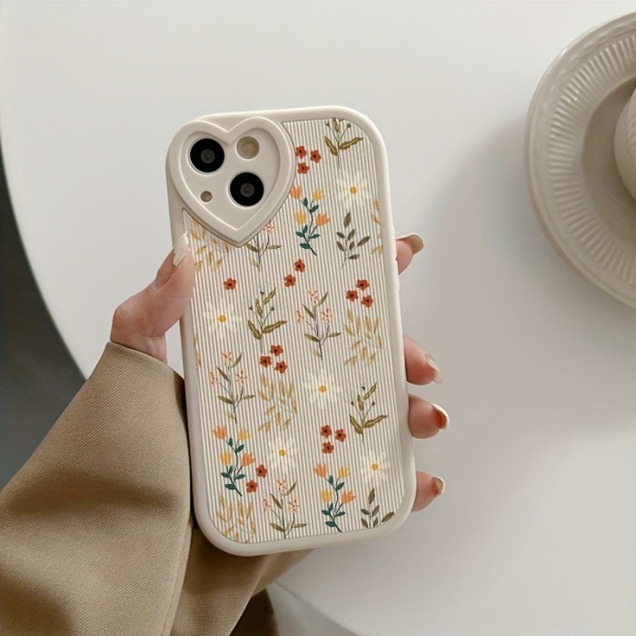 Love Heart Vertical Pattern Painted Flowers Phone Case For IPhone 14\u002F13PROMAX\u002F12Pro\u002Fsoft Case 11\u002Fxr\u002Fxsnax\u002Fxs\u002F7\u002F8plus