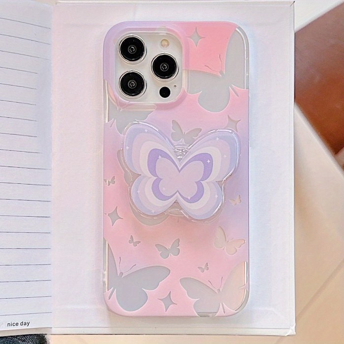 Butterfly Stand Suitable For Apple All-inclusive Protection Case Creative Niche Personality For Apple IPhone 14 13 12 11 Plus Pro Max.