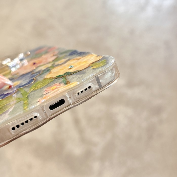Lens Holder Blue Background with Blue, Pink And Yellow Flowers + Light Green Background with Multiple Bunches of Sunflowers Phone Case Suitable for Apple Phone 16 15 14 13 12 Pro Promax