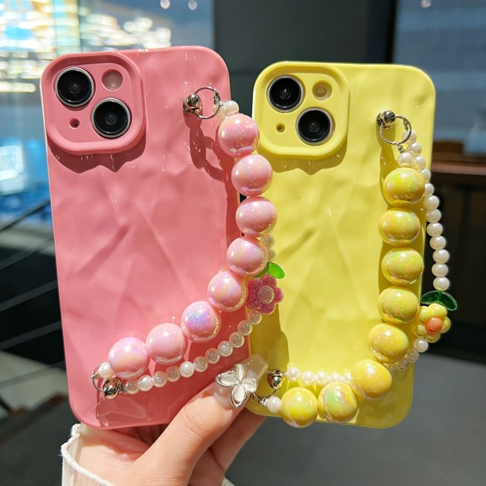 Candy Colored Floral Bracelet Phone Case, Available in a Variety of Sweet Colors, for Iphone 7\u002F8\u002FX\u002F11\u002F12\u002F13\u002F14\u002F15 Series