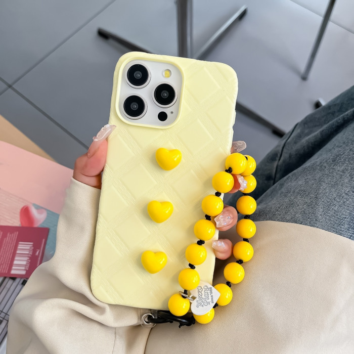 Three-Dimensional Small Heart Lanyard Mobile Phone Protective Case for Iphone 12 13 14 15 16 Pro Max Full Cover Anti-Fall Mobile Phone Protective Case