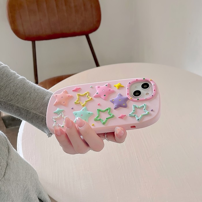 Silicone Colorful Stars Simple Suitable for iPhone16pro Mobile Phone Protective Case Simple Soft Shell Suitable for Apple 15pro Mobile Phone Protective Case