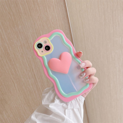 Creative Contrast Color Three-Dimensional Big Heart Mobile Phone Case for 11 12 13 14 15 16 Pro Max Full Cover Anti-Fall Mobile Phone Protective Case