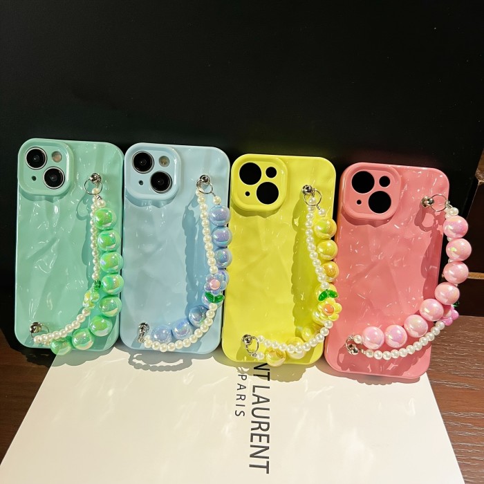 Candy Colored Floral Bracelet Phone Case, Available in a Variety of Sweet Colors, for Iphone 7\u002F8\u002FX\u002F11\u002F12\u002F13\u002F14\u002F15 Series