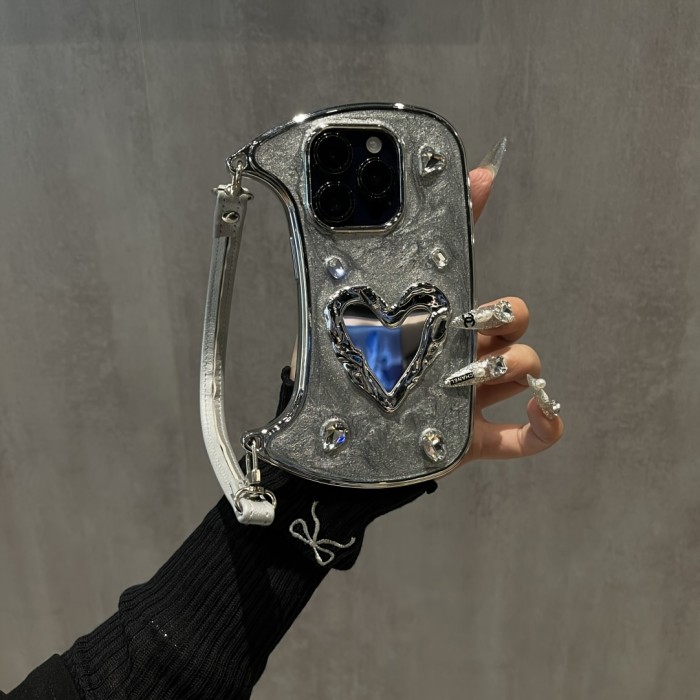 3D Phone Case For Iphone 15 Pro Max Case Bling And Luxury Handbag Girl Case Exquisite Phone Cover Stylish Durable TPU Protective Case For Girls Women For Dinner Event Accessories With Mirror