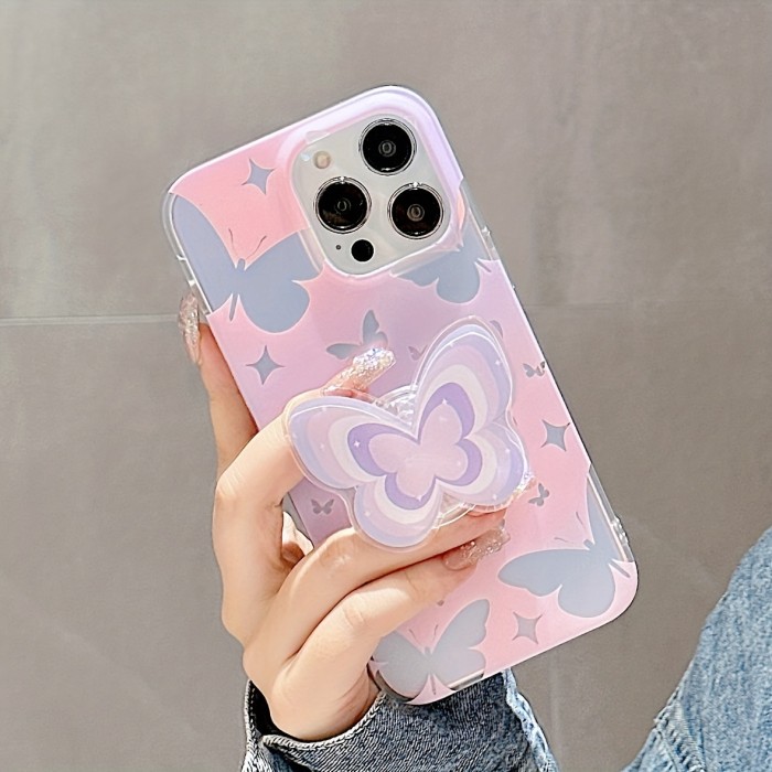 Butterfly Stand Suitable For Apple All-inclusive Protection Case Creative Niche Personality For Apple IPhone 14 13 12 11 Plus Pro Max.