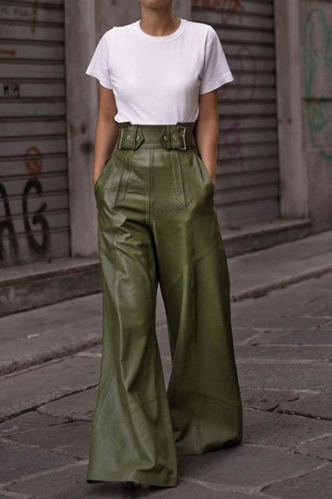 Everyday Patchwork Loose High Waisted Wide Leg Pants