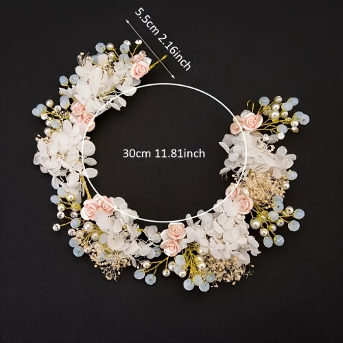 1pcs Handcrafted Alloy Floral and Rhinestone Headband for Normal Hair - Non-Textile, Elegant Bridal & Party Hair Accessory