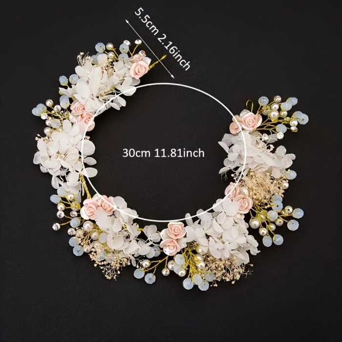 1pcs Handcrafted Alloy Floral and Rhinestone Headband for Normal Hair - Non-Textile, Elegant Bridal & Party Hair Accessory