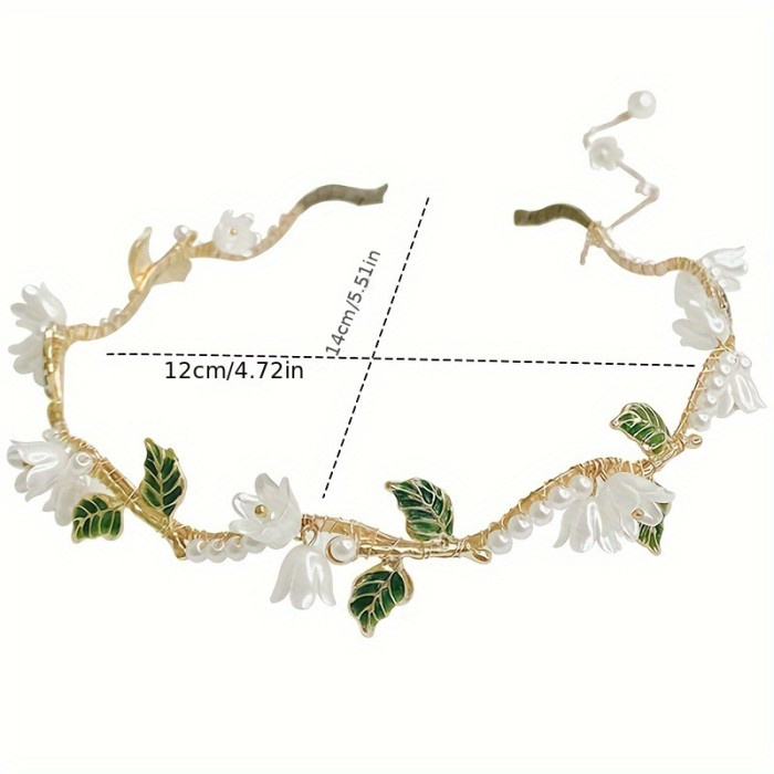 1pcs Imitation Pearl Tassel Headband For Women, Elegant Hair Chain Hair Hoop Fake Earrings, Flower Hair Bands Headpiece Hair Accessories For Wedding Bridal
