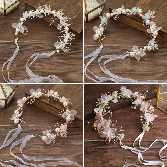 Romantic Floral Bridal Headband - 1pc Alloy Faux Flower Hair Wreath with Rhinestones & Imitation Pearls, Perfect for Wedding Dress, Prom, and Photography Accessories for Women