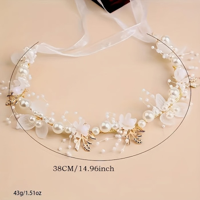 Romantic Floral Bridal Headband - 1pc Alloy Faux Flower Hair Wreath with Rhinestones & Imitation Pearls, Perfect for Wedding Dress, Prom, and Photography Accessories for Women