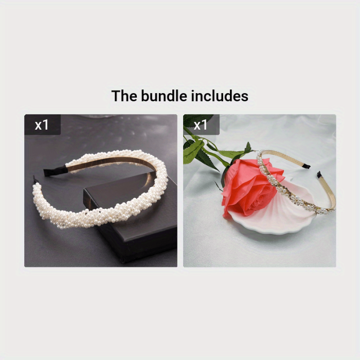 1pc Elegant Faux Pearl Bling Bling Rhinestone Decorative Head Band Vintage Non Slip Hair Hoop For Women And Daily Use