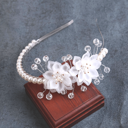 Elegant Floral Bridal Headband with Faux Pearls and Crystals, 1pc Alloy Wedding Hair Accessory, No Feather, Sophisticated Flower Pearl Tiara for Special Occasions