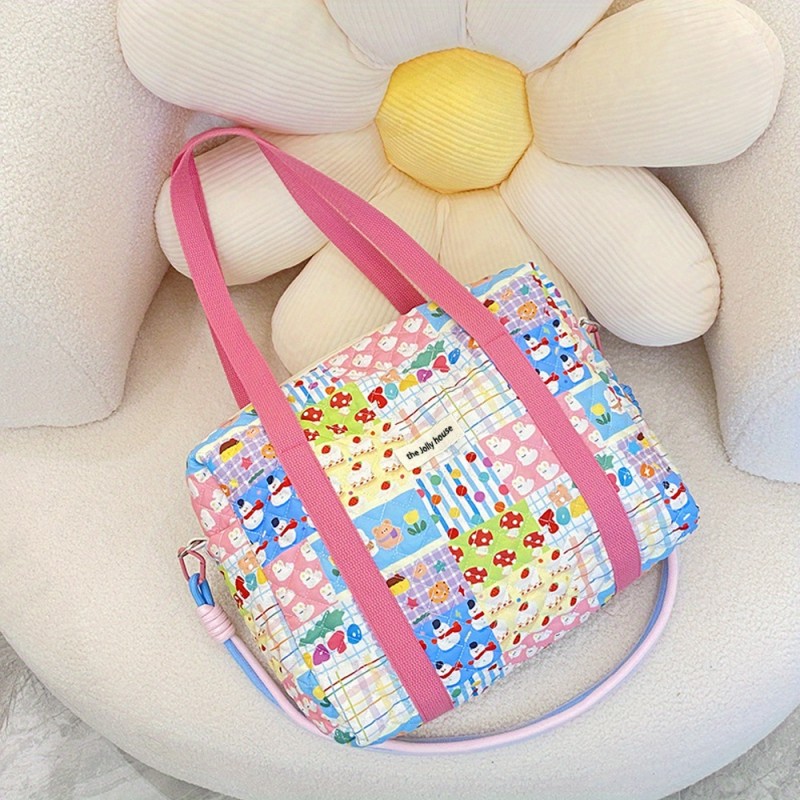 Large Capacity Outdoor Shoulder Bag, Lightweight Foldable Portable Square Bag, Multifunctional Soft Zipper Handbag