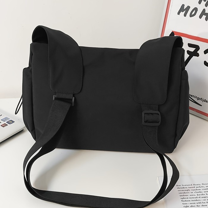 Drawstring Detail Crossbody Bag, Large Capacity Shoulder Bag, Fashion Zipper Bag With Bag Charm