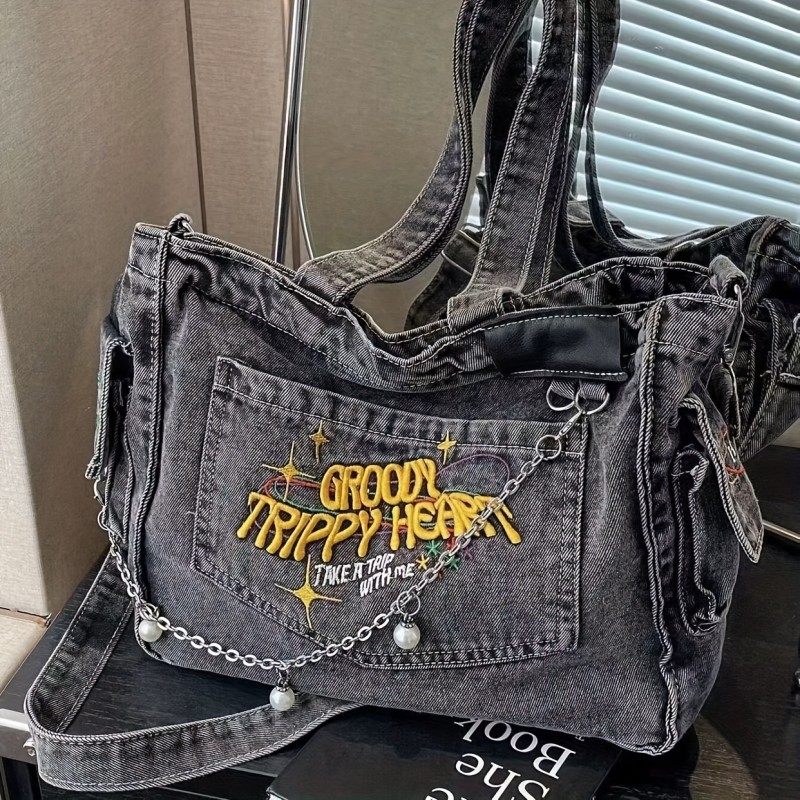 Fashionable Vintage-Style Tote Bag, Large Capacity Shoulder Bag Perfect For Street, Travel, And Casual Outing