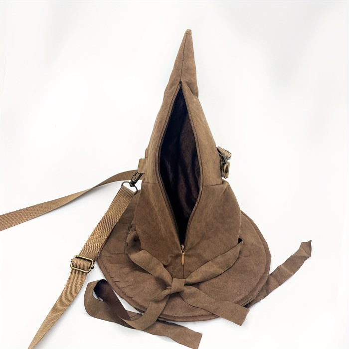 Magic Hat Shaped Crossbody Bag, Creative Cosplay Shoulder Bag, Trendy Canvas Novelty Bag