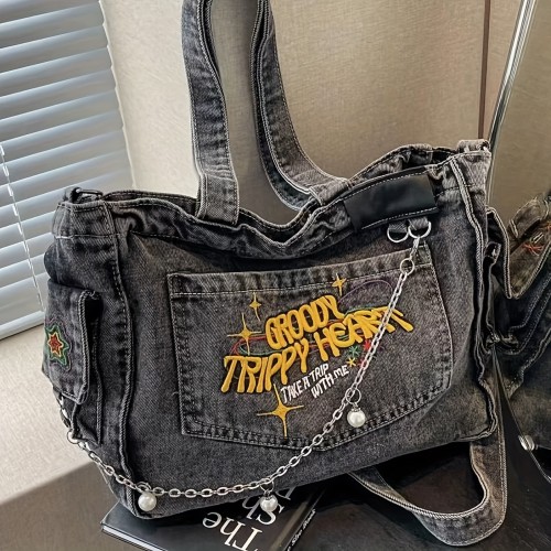 Fashionable Vintage-Style Tote Bag, Large Capacity Shoulder Bag Perfect For Street, Travel, And Casual Outing
