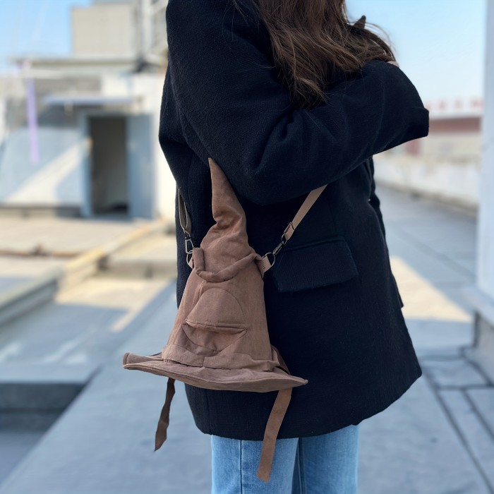 Magic Hat Shaped Crossbody Bag, Creative Cosplay Shoulder Bag, Trendy Canvas Novelty Bag
