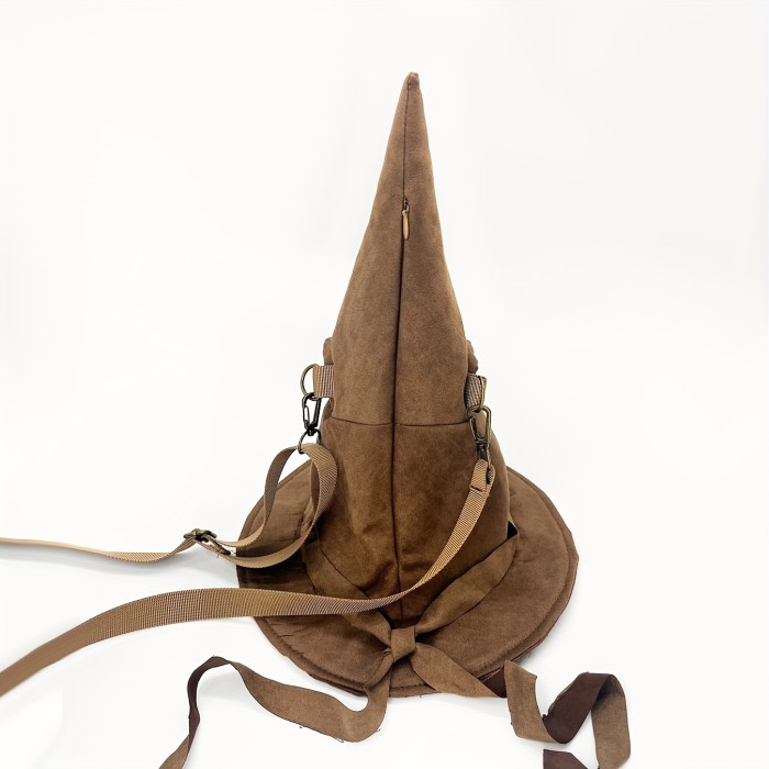 Magic Hat Shaped Crossbody Bag, Creative Cosplay Shoulder Bag, Trendy Canvas Novelty Bag