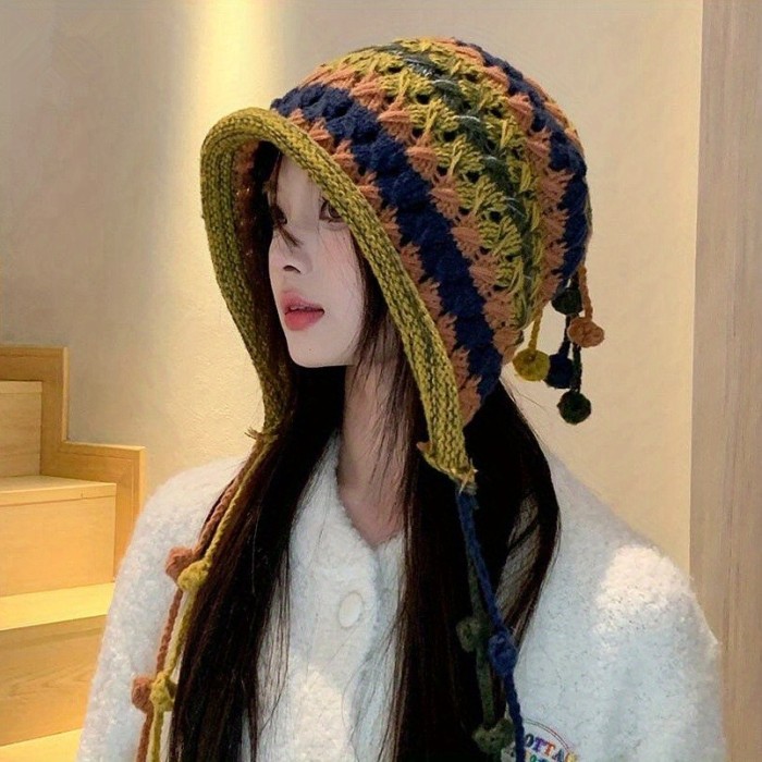 Spice Up Your Winter Wardrobe with Our Colorful Tassel Pom Pom Beanie Hats - Perfect for Cold Weather Fun
