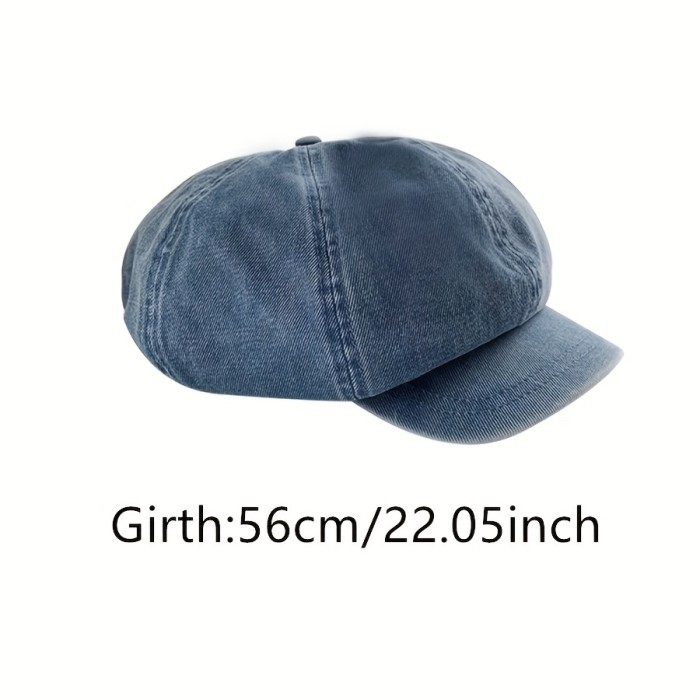 Blue Denim Washed Newsboy Hat Vintage Distressed Casual Berets Breathable Painter Cap Cabbie Hats For Women