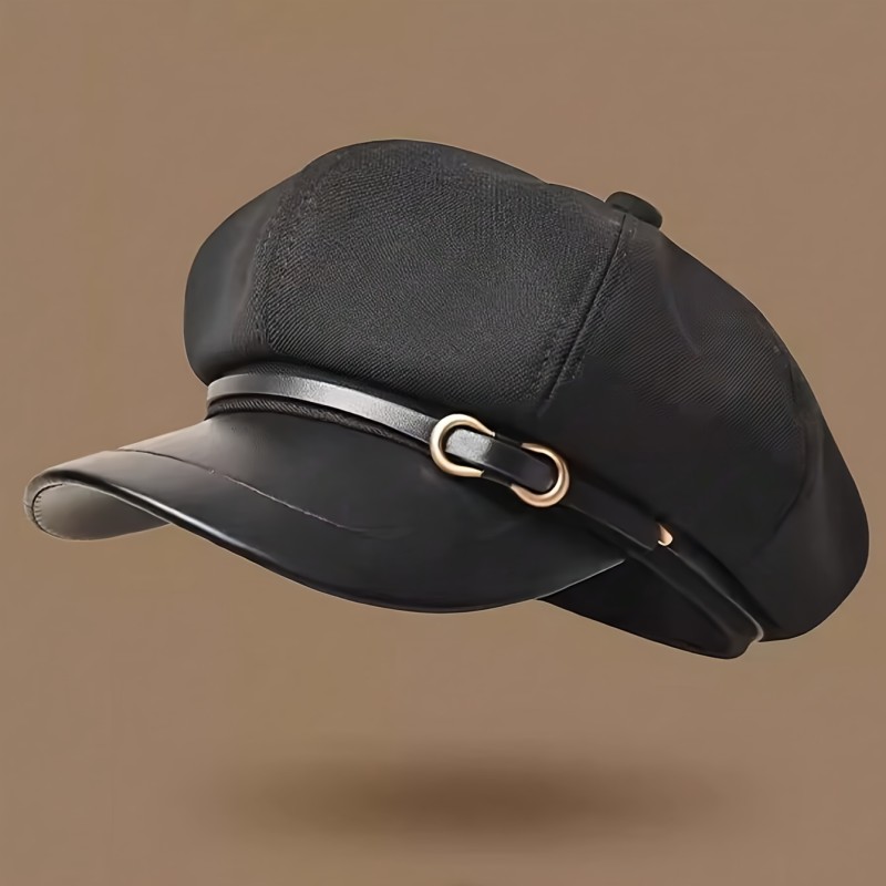 1pc Vintage Style Women's Cotton Blend Newsboy Cap, Casual Painter Beret with Buckle Detail, Breathable Non-Stretch Fabric, Hand Wash\u002FDry Clean, Suitable for All Occasions