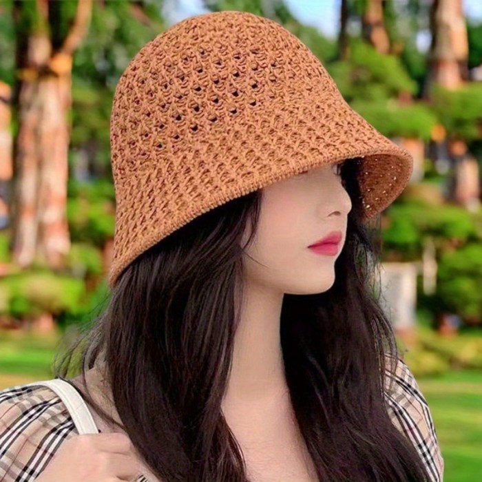 1pc Summer Hiking Fisherman Hat Hollow Out Lightweight Windproof Fisherman Hats for Home Office Travel School Hiking