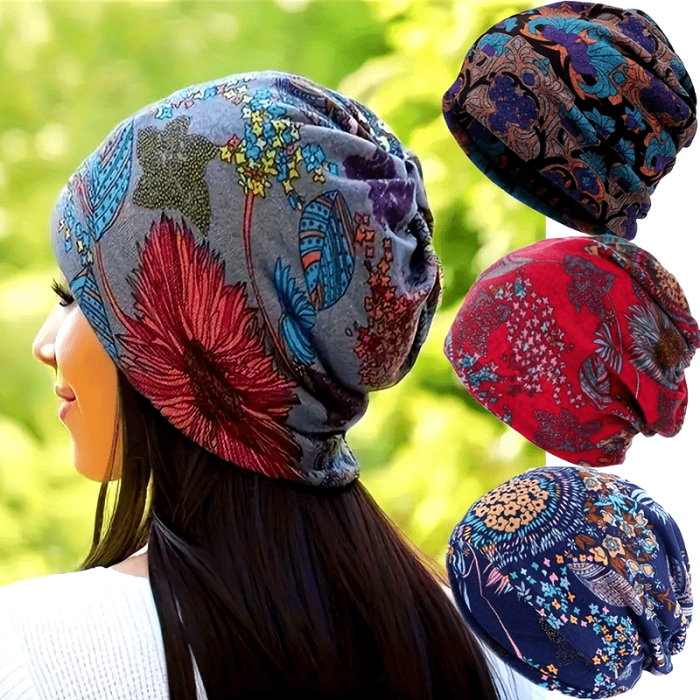 4pcs\u002Fset Retro Mature Printed Neck Waistband Set Bohemian Warm Elastic Neck Cover Winter Windproof Elastic Unlimited Scarf