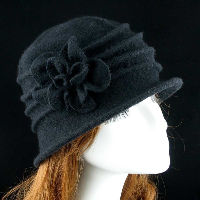 Stylish Women's Wool Beret Hat - Soft, Warm, and Versatile with Pleated Design, Flower Decor, and Elegant Look for Wedding, Fall, and Winter - Perfect Accessory for Fashionable Ladies