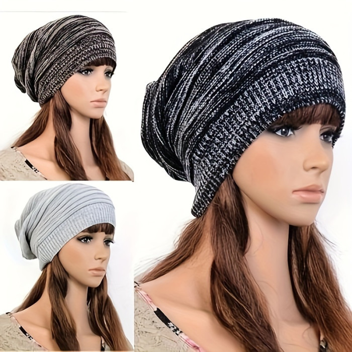 Lover Hat Cute Dream Knitted Ski Hat Baggy Beanie Men's and Women's Hat, Thousand-layer pleated hat warm head pile hat hip-hop street dance hat knitted wool hat