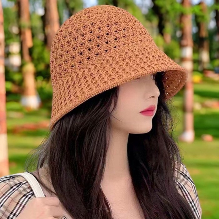 1pc Summer Hiking Fisherman Hat Hollow Out Lightweight Windproof Fisherman Hats for Home Office Travel School Hiking