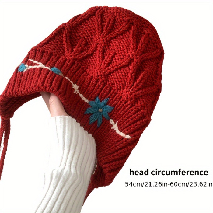 Handcrafted Appeal, Boho Chic Tassel Knit Beanie for Women - Cozy & Stylish Winter Hat, Perfect for Christmas, Moisture-Wicking Polyester