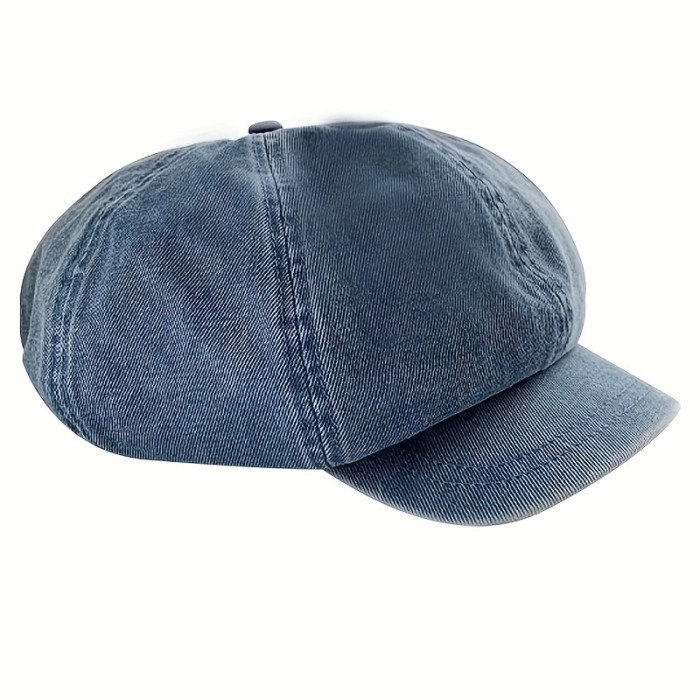 Blue Denim Washed Newsboy Hat Vintage Distressed Casual Berets Breathable Painter Cap Cabbie Hats For Women