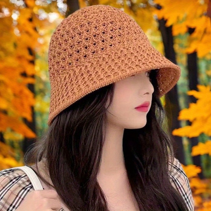 1pc Summer Hiking Fisherman Hat Hollow Out Lightweight Windproof Fisherman Hats for Home Office Travel School Hiking