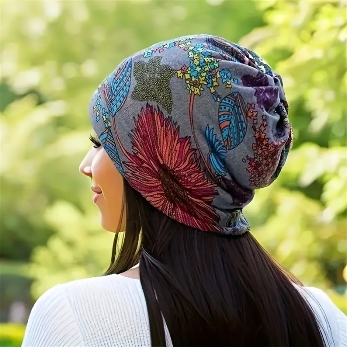 4pcs\u002Fset Retro Mature Printed Neck Waistband Set Bohemian Warm Elastic Neck Cover Winter Windproof Elastic Unlimited Scarf