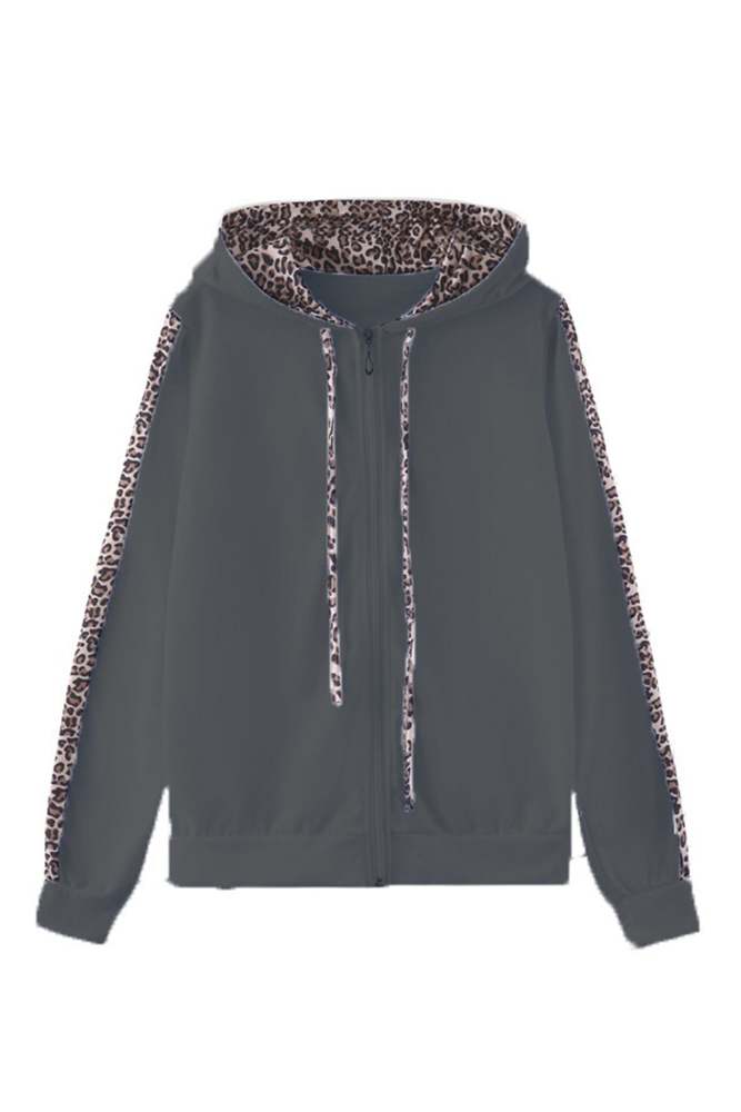 Leopard Patchwork Zip-up Hoodie Suits