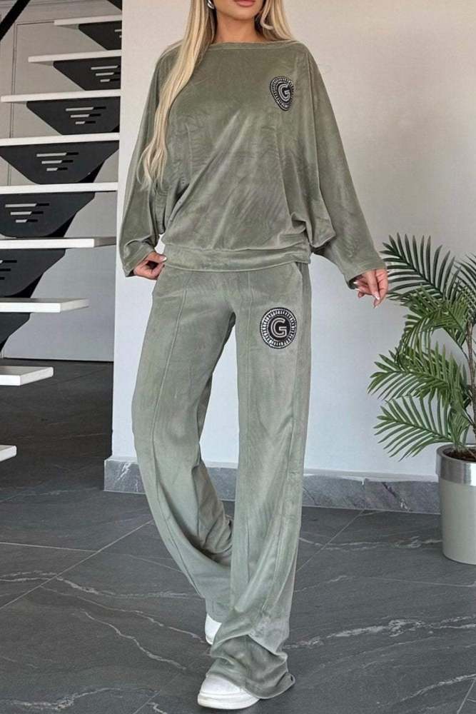 Suede Bat Sleeve Two-piece Outfit