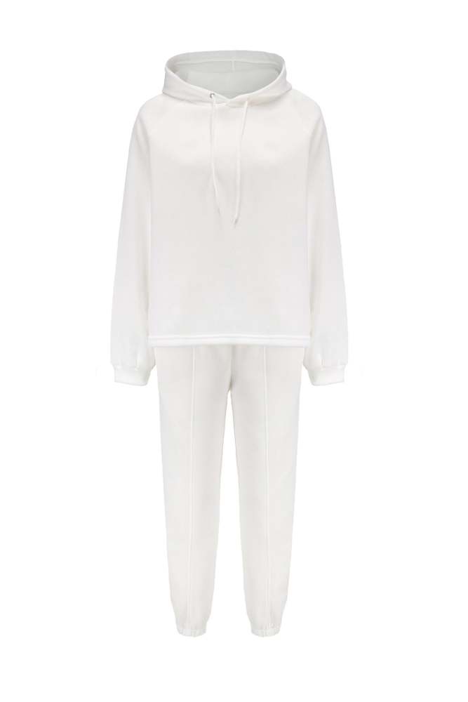 Solid Color Crop Hoodie Suits