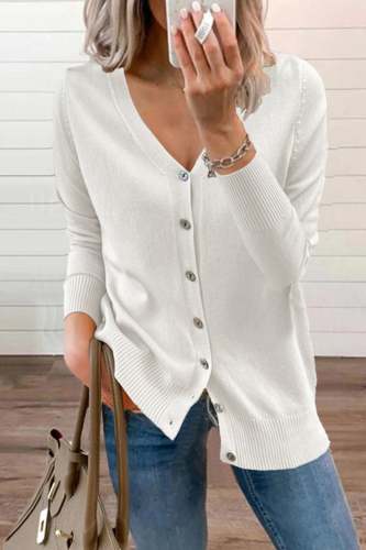 V Neck Button-down Cardigan